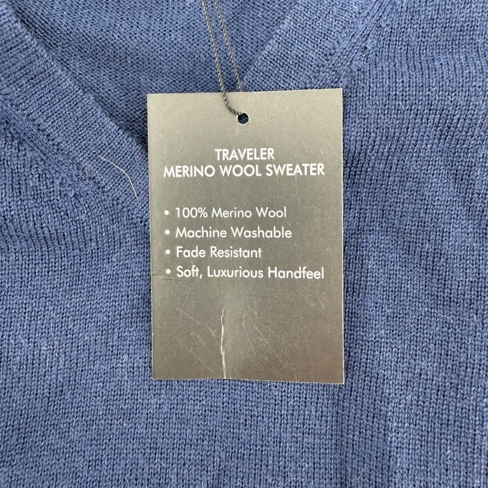 Jos A Bank Traveler Mens XL Navy Blue‎ 100% Merino Wool V-Neck Sweater Vest